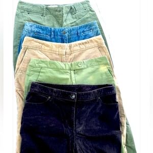 Talbots Bundle of 5 straight leg casual pants, jeans, & cords cropped 24” inseam